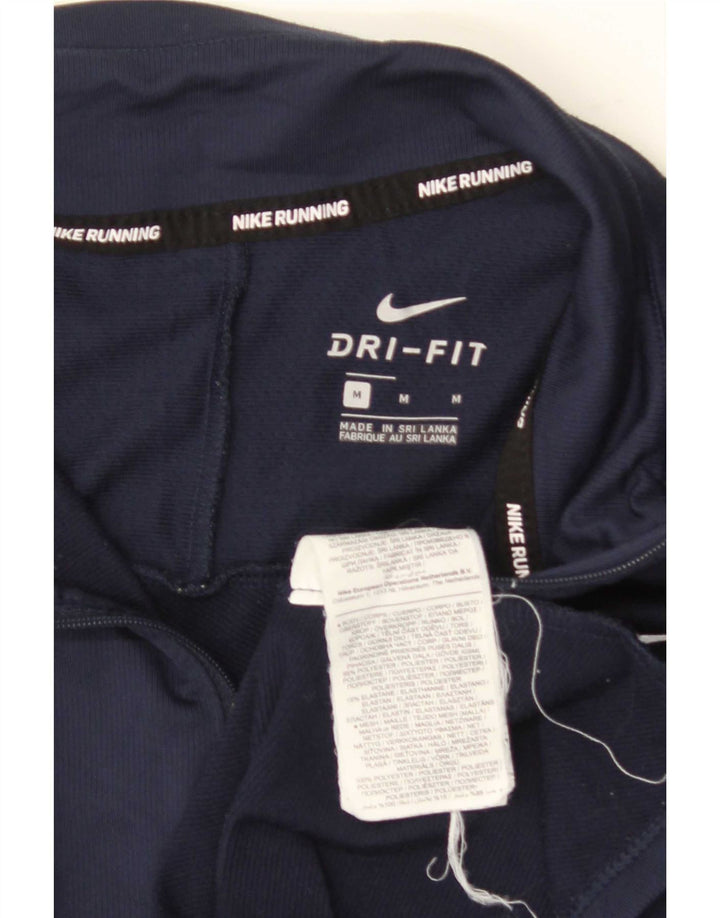 Nike Herre Dri Fit Top Langærmet med lynlåshals, medium marineblå polyester