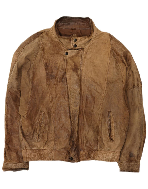 Vintage Mens Leather Jacket UK 42 XL Brown