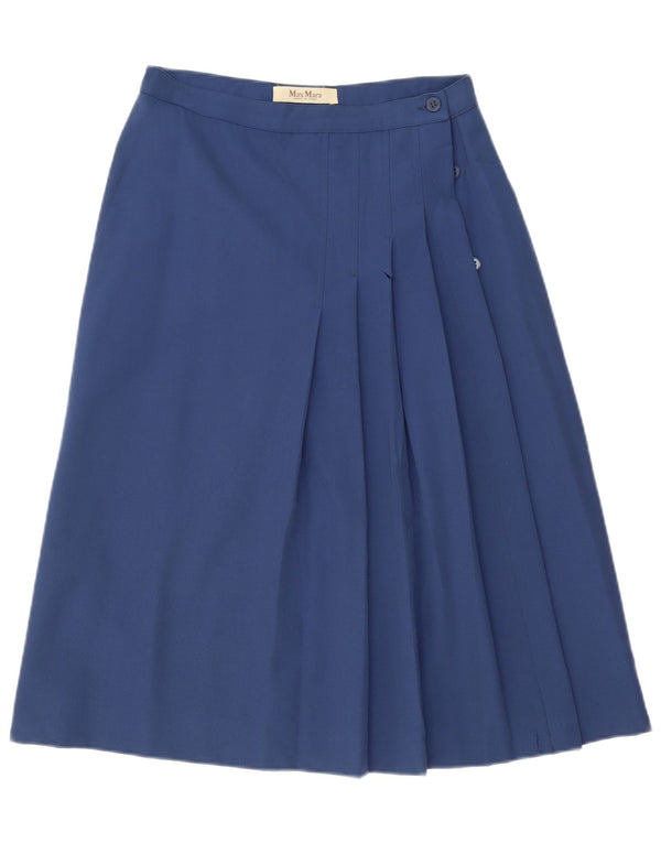Max Mara Kvinder Plisseret A-Line nederdel UK 16 Large W28 Navy Blue