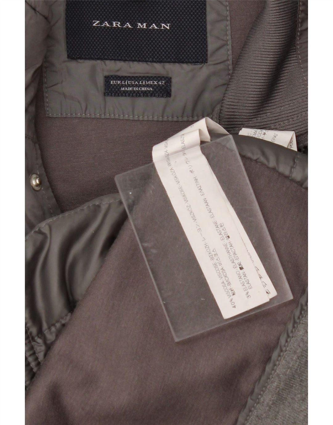 ZARA Mens Tracksuit Top Jacket Large Grey Viscose