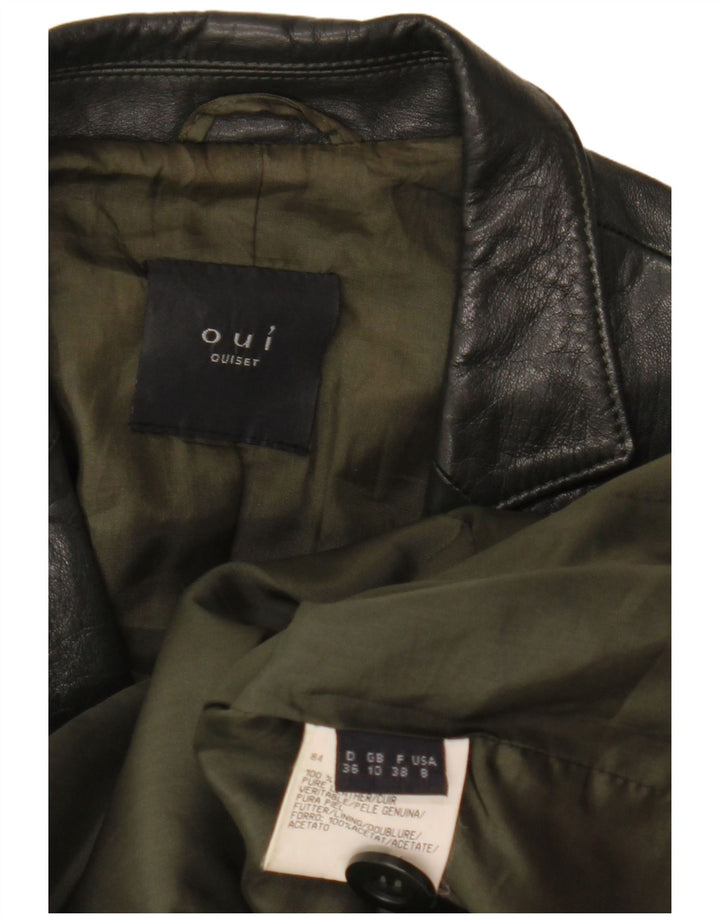 Oui Dame 3-knaps Læder Blazer Jacket UK 10 Small Khaki Læder
