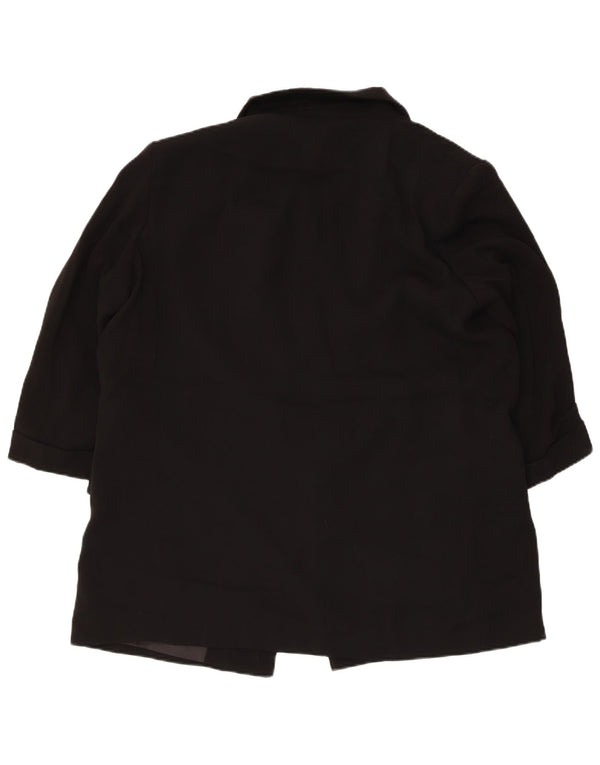 Zara Dame 3/4 ærmet åben blazerjakke UK 18 XL Sort Polyester