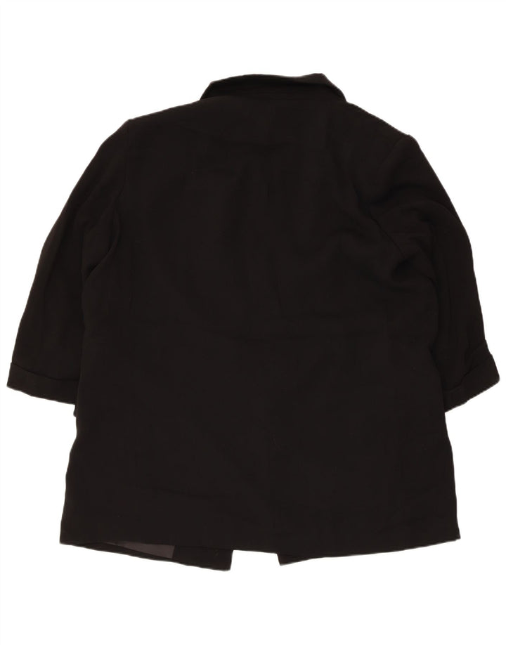 Zara Dame 3/4 ærmet åben blazerjakke UK 18 XL Sort Polyester