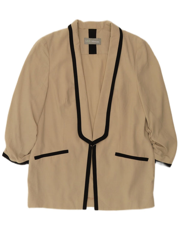 Marks & Spencer Dame 3/4 ærmet åben blazerjakke UK 12 Medium Beige