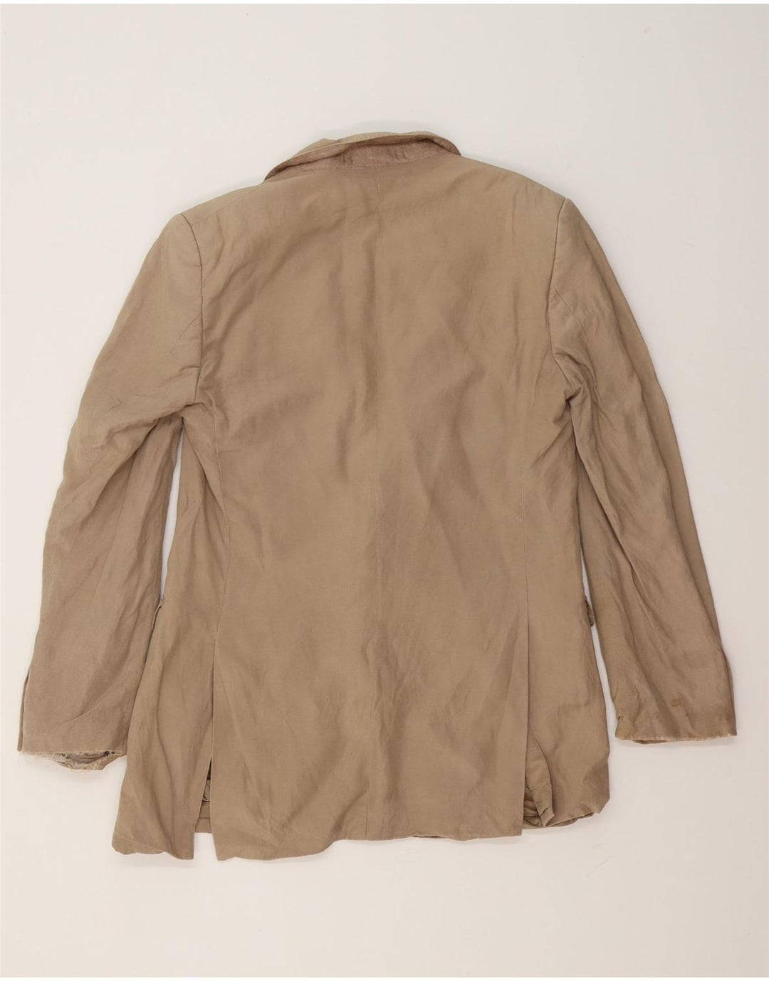 Jaeger Herre 2 Button Blazer Jacket UK 40 Large Beige Silk