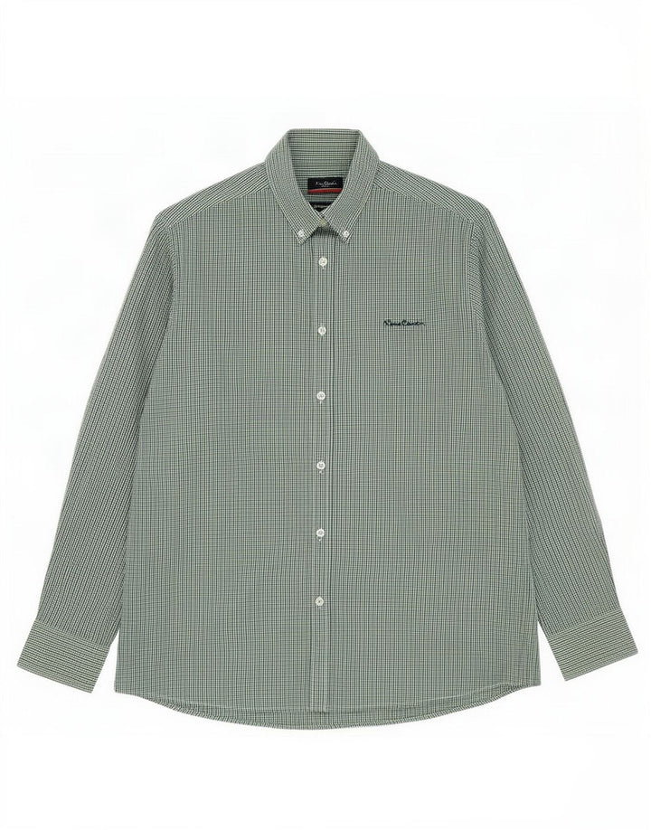 Pierre Cardin Herre Regular Fit skjorte XL Grøn Gingham Polyester
