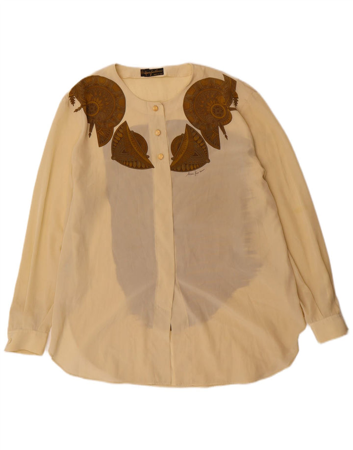 Mario Pucci Cecconi Graphic Graphic Shirt Bluse IT 44 Medium Beige