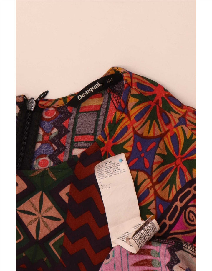 Desigual 3/4 ærmet basiskjole til kvinder EU 44 XL Flerfarvet patchwork