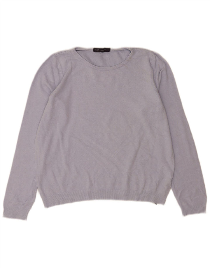 Marks & Spencer Dame Boat Neck Jumper Sweater UK 12 Medium Blue Viscose