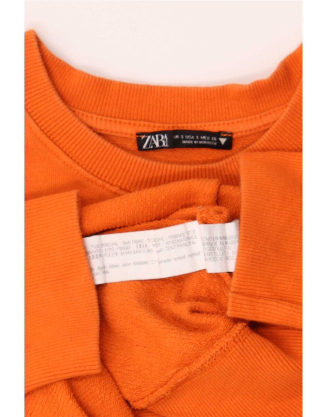 Zara Dame Grafisk Oversized Sweatshirt Jumper UK 10 Small Orange Bomuld