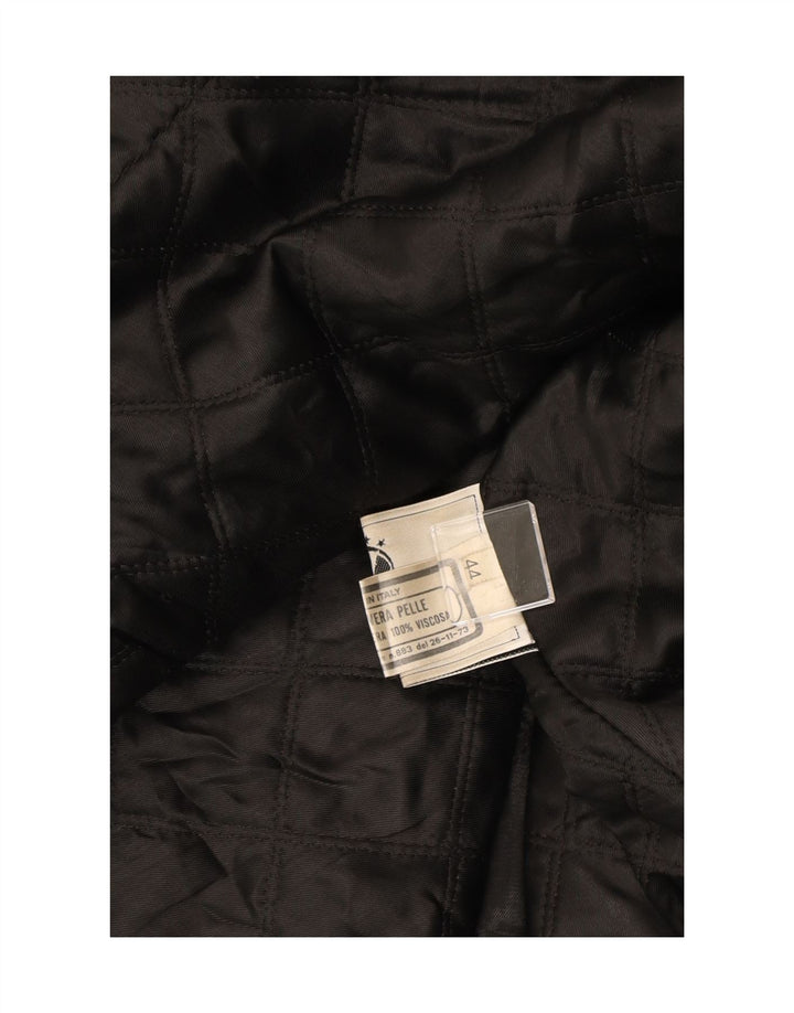 VINCENT Womens Oversized Leather Coat IT 44 Medium Black Leather Vintage Vincent and Second-Hand Vincent from Messina Hembry 