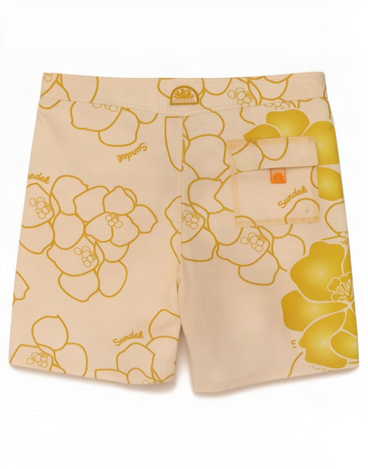 Sundek Herre grafiske badeshorts Medium White Floral Polyester
