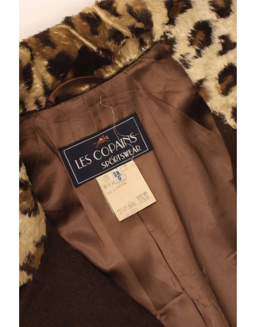 Les Copains Dame Dobbeltradet Frakke EU 38 Medium Brun Animal Print