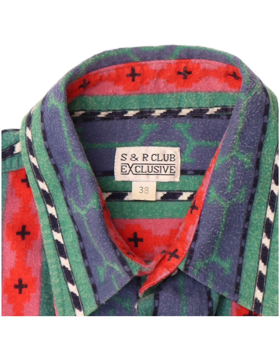 VINTAGE Flanelskjorte til mænd Størrelse 38 Mellemblå stribet bomuld