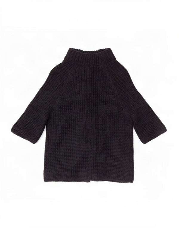 Woolrich Womens 3/4 Sleeve Cardigan Sweater UK 16 Large Navy Blue Wool