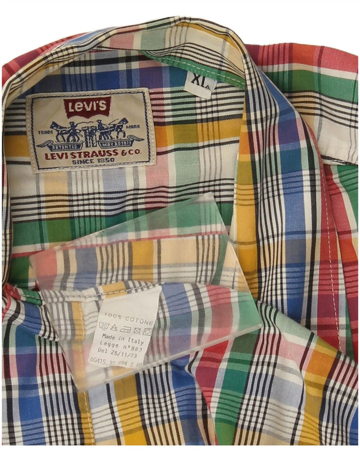 Levi's kortærmet herreskjorte XL flerfarvet ternet bomuld