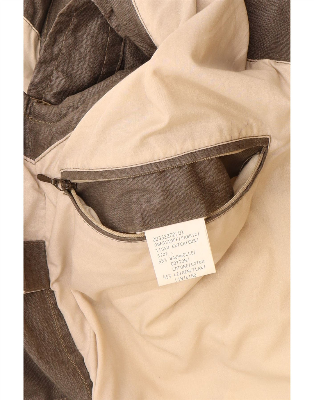 VINTAGE Herre Gilet UK 38 Medium Beige Colourblock Bomuld