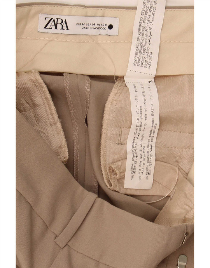 Zara koniske jakkesætbukser til kvinder Medium W28 L30 Beige Polyester