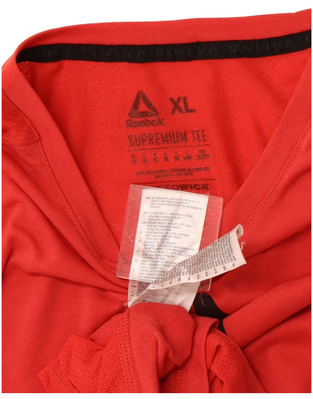 REEBOK Herre Grafisk T-Shirt Top XL Rød Polyester Sports