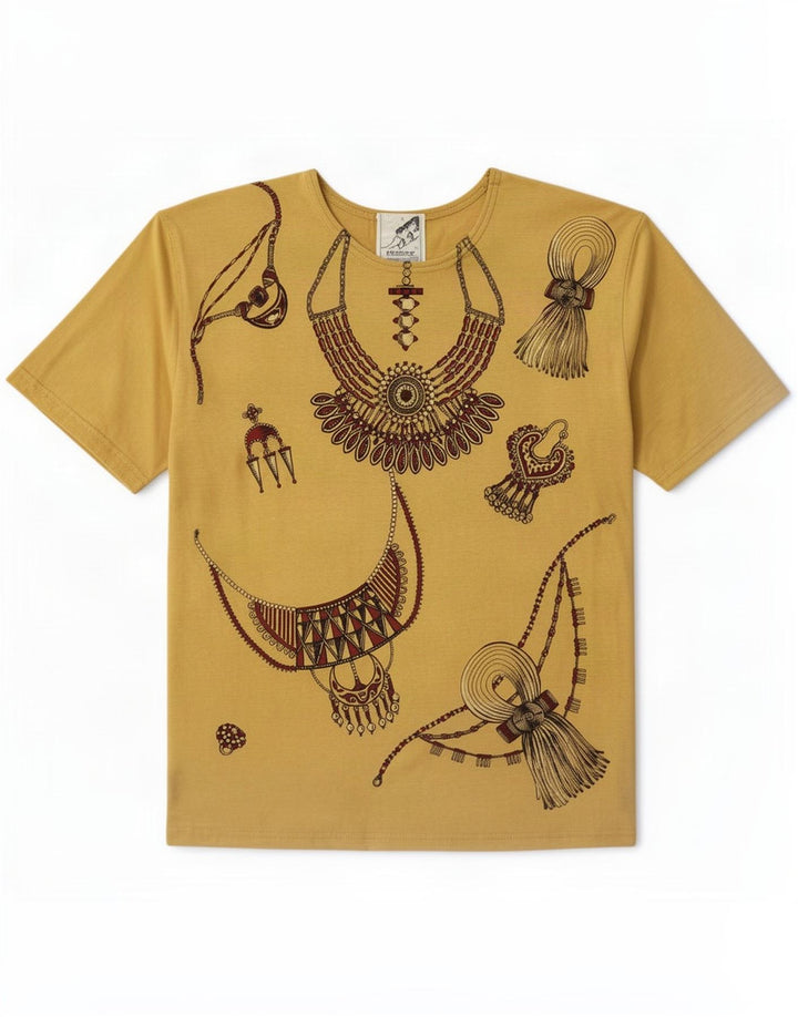 Vintage kvinders abstrakt mønster grafisk t-shirt top IT 46 stor brun