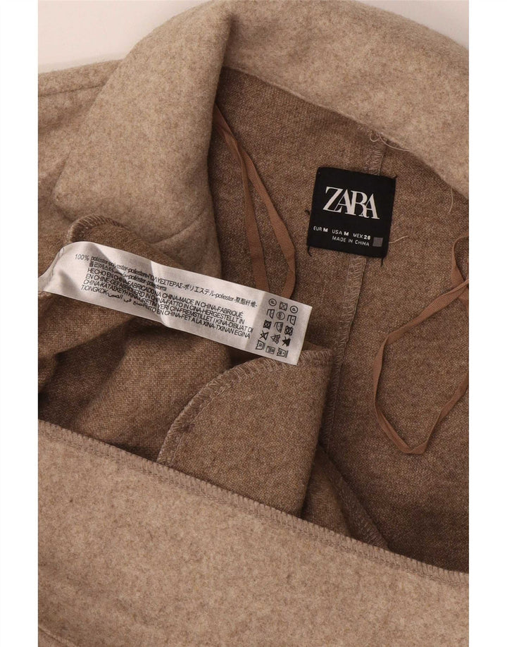 Zara Dame Overfrakke UK 14 Medium Beige Polyester