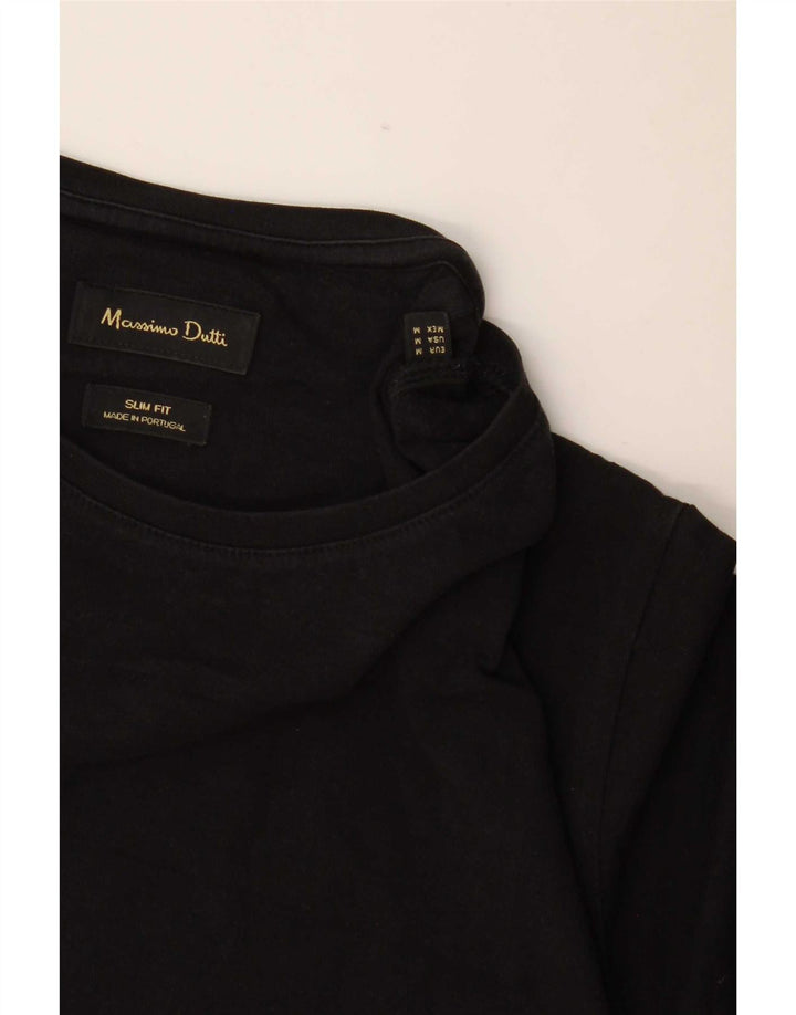 Massimo Dutti Herre Kortærmet Slim Fit T-Shirt Top Medium Sort
