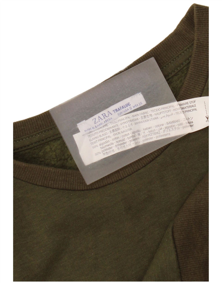 Zara Womens Oversized Sweatshirt Jumper UK 10 Small Khaki Cotton