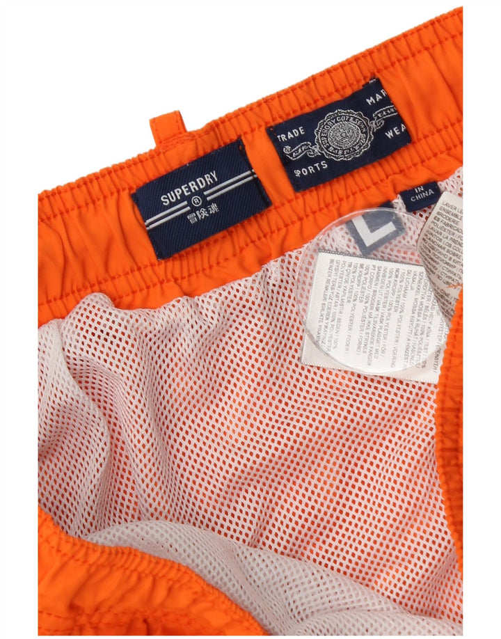 Superdry Grafiske svømmeshorts til mænd, store orange polyester