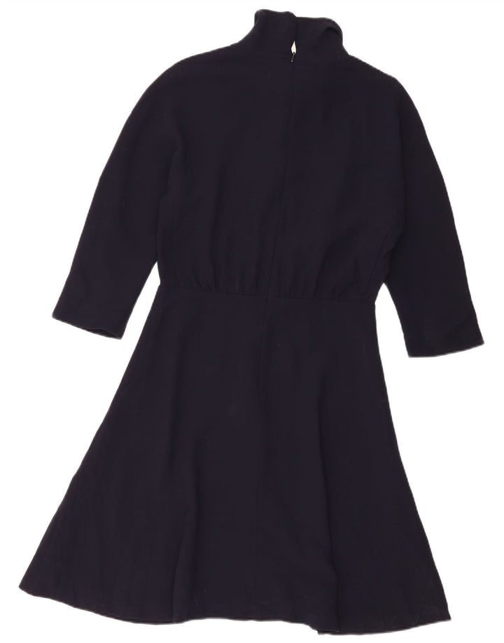 Jigsaw Dame 3/4-ærmet A-line kjole UK 12 Medium Navy Blue Polyester