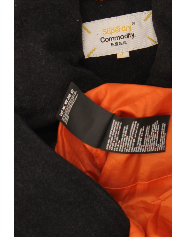 Superdry Men Pea Coat UK 38 Medium Black Wool