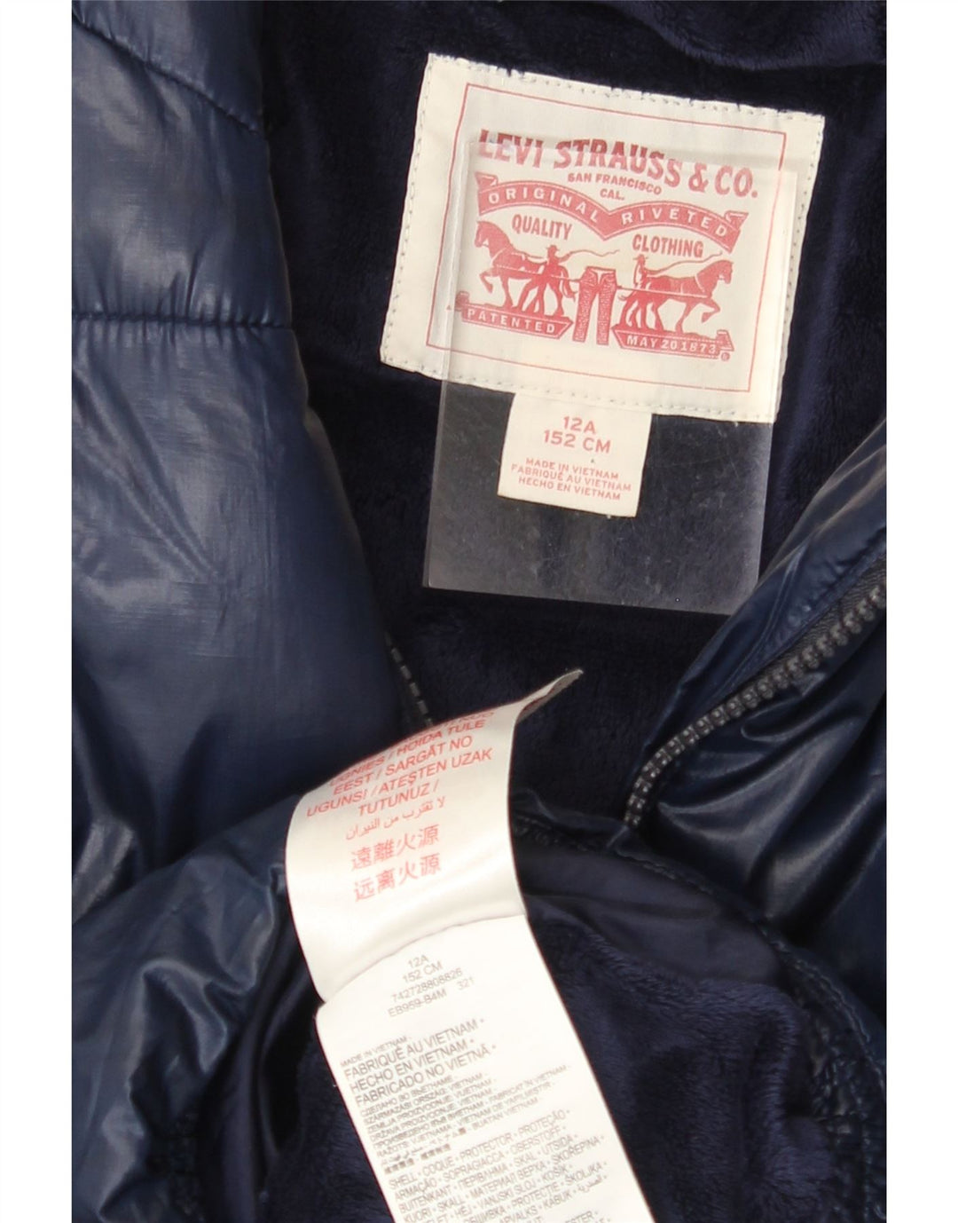 LEVI'S Polstret hættejakke til piger 11-12 år marineblå polyester