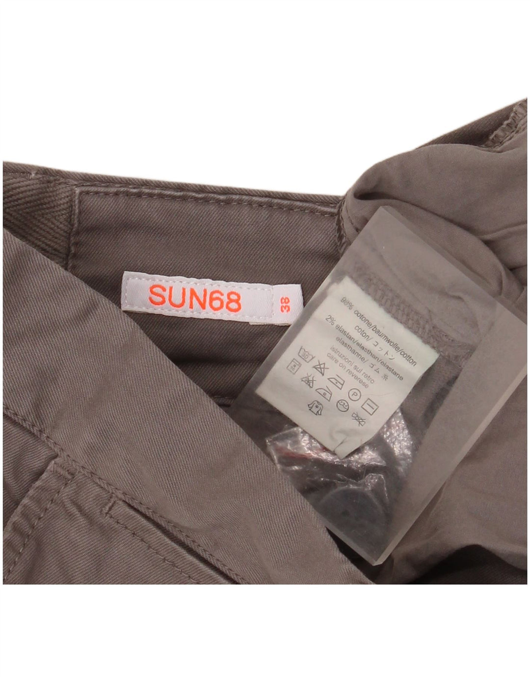 Sun68 Herre Slim Chino Bukser W38 L34 Grå Bomuld