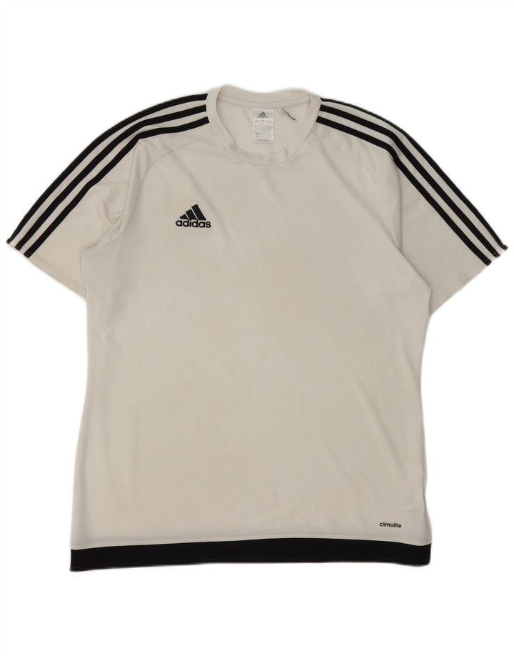 Adidas Herre Climalite T-Shirt Top Stor Hvid Colourblock Polyester