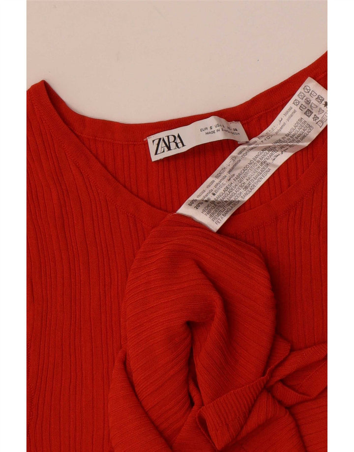 Zara Damevest Top UK 8 Small Orange Viscose