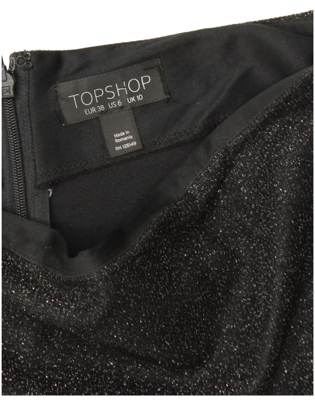 TOPSHOP Dame Mini-nederdel UK 10 Small W28 Black Polyester