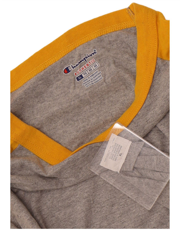 CHAMPION Herre Top Langærmet XL Grå Colourblock Bomuld
