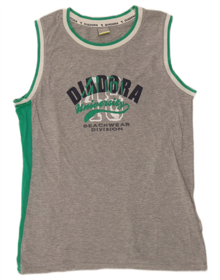 Diadora Herre Grafisk Vest Top Mellemgrå Colourblock Bomuld