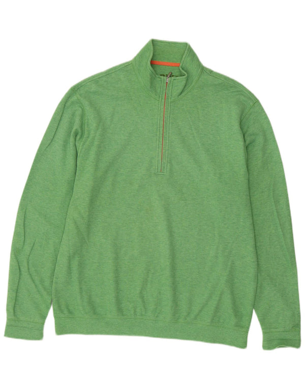Orvis Herre Zip Neck Jumper Sweater Medium Green Bomuld
