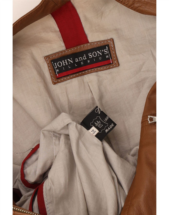 John and Sons Herre Læderjakke IT 54 2XL Brunt Læder