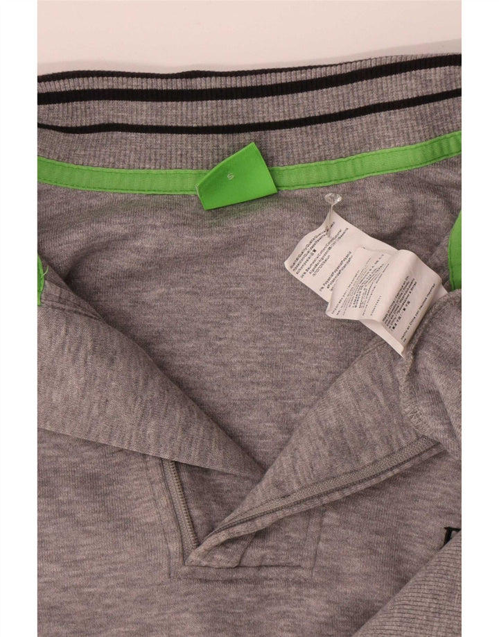 Hugo Boss Sweatshirt med lynlås til mænd, lille grå flækket bomuld