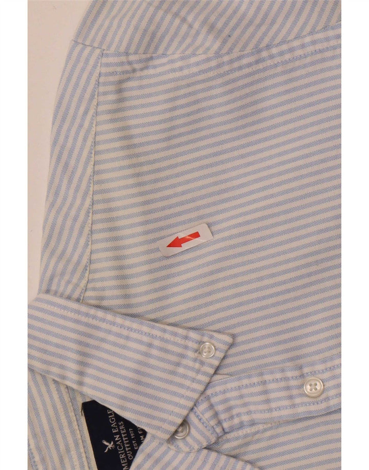 American Eagle herre Slim Fit skjorte lille blå stribet bomuld