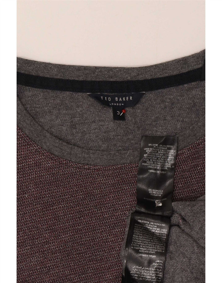 Ted Baker Herre Crew Neck Jumper Sweater Størrelse 3 Medium Bourgogne bomuld