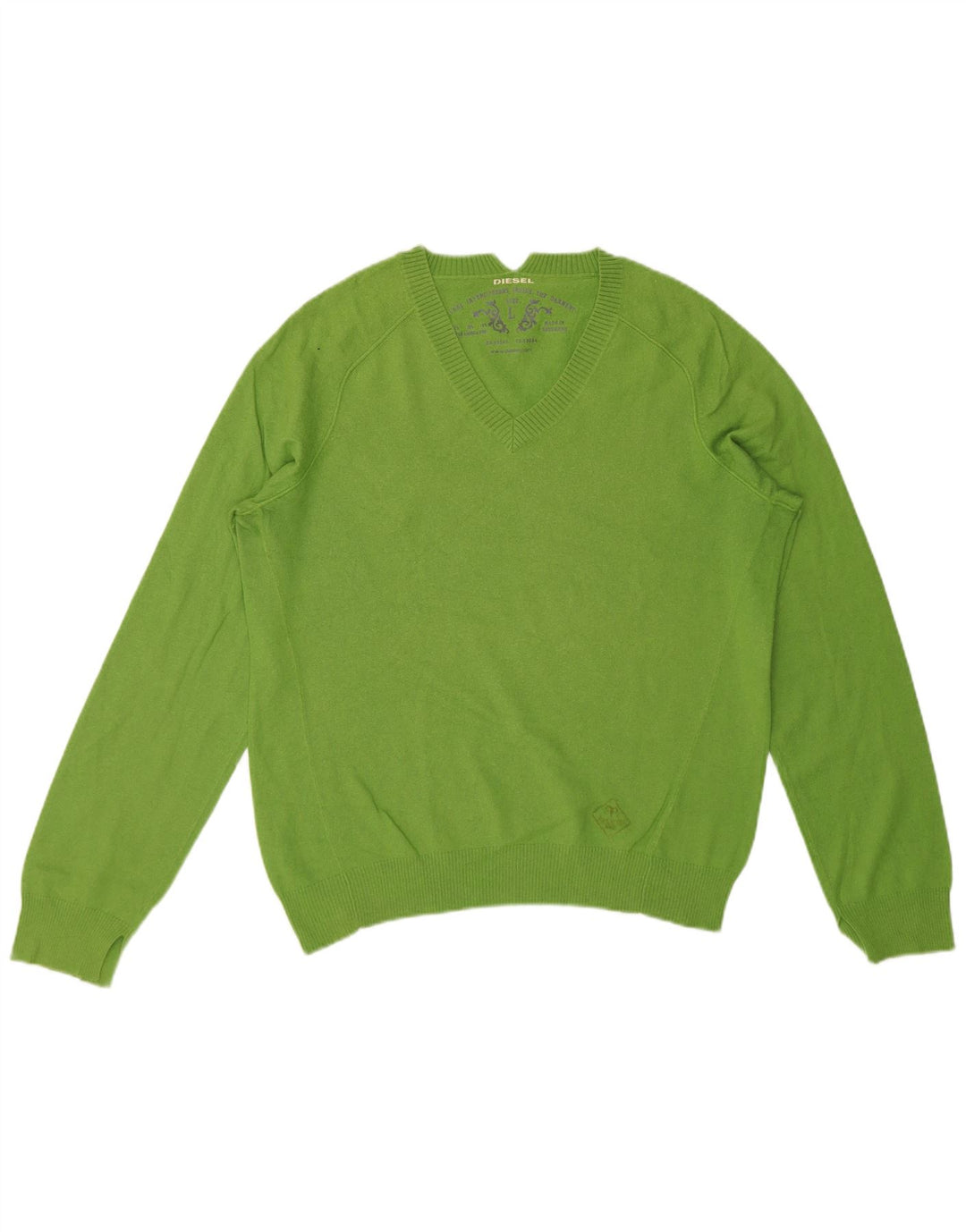 Diesel Herre V-hals sweater Stor grøn bomuld