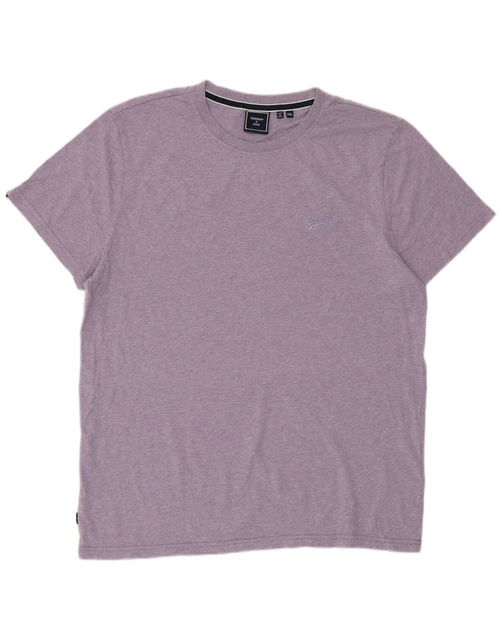 SUPERDRY Herre T-Shirt Top 2XL Lilla Bomuld