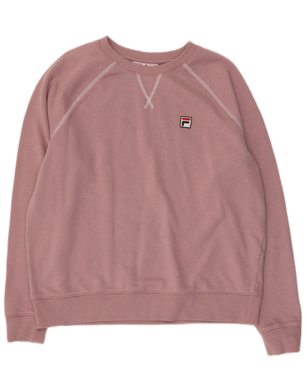 FILA Dame Sweatshirt Jumper UK 16 Stor Lilla Bomuld