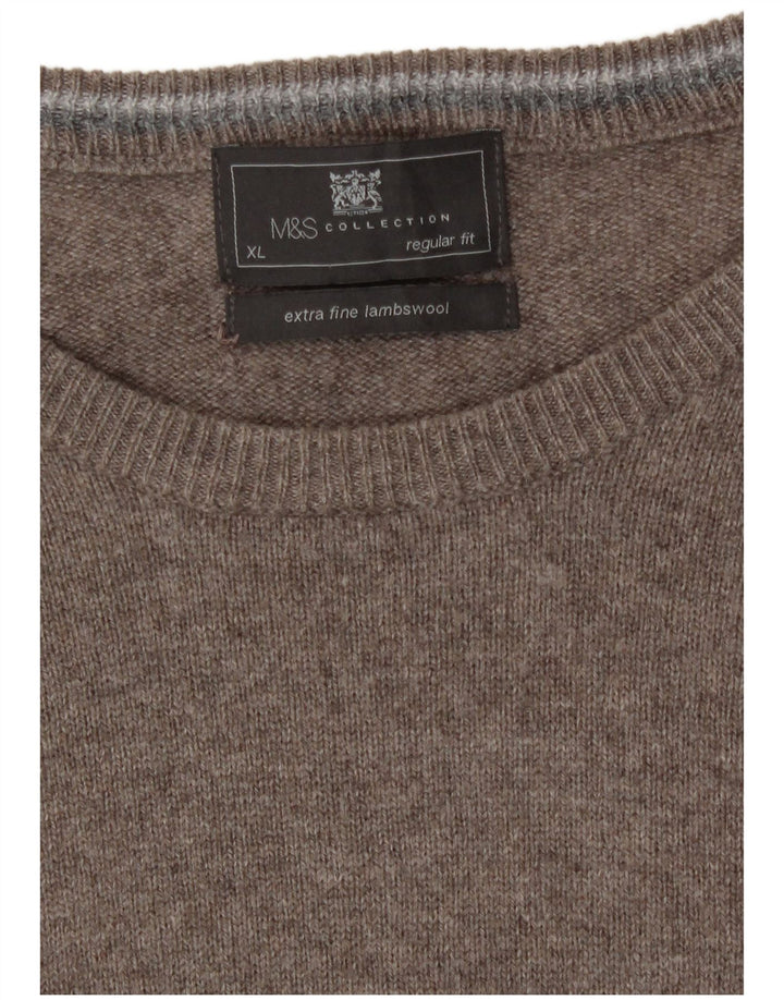 Marks & Spencer Herre sweater med rund hals XL Grå lammeuld
