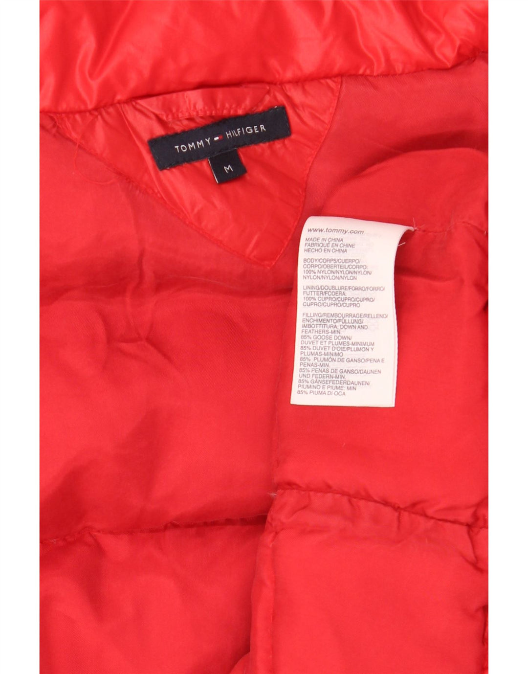 Tommy Hilfiger Dame Polstret Jakke UK 14 Medium Rød Nylon