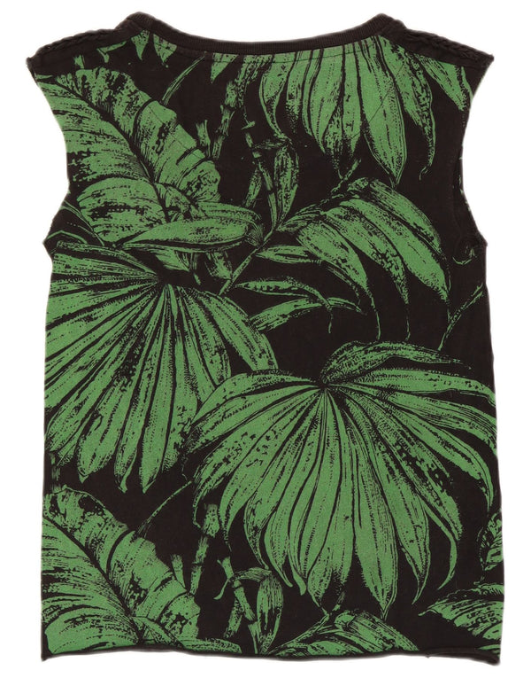 Desigual Kvinders Grafisk Vest Top UK 10 Small Black Floral