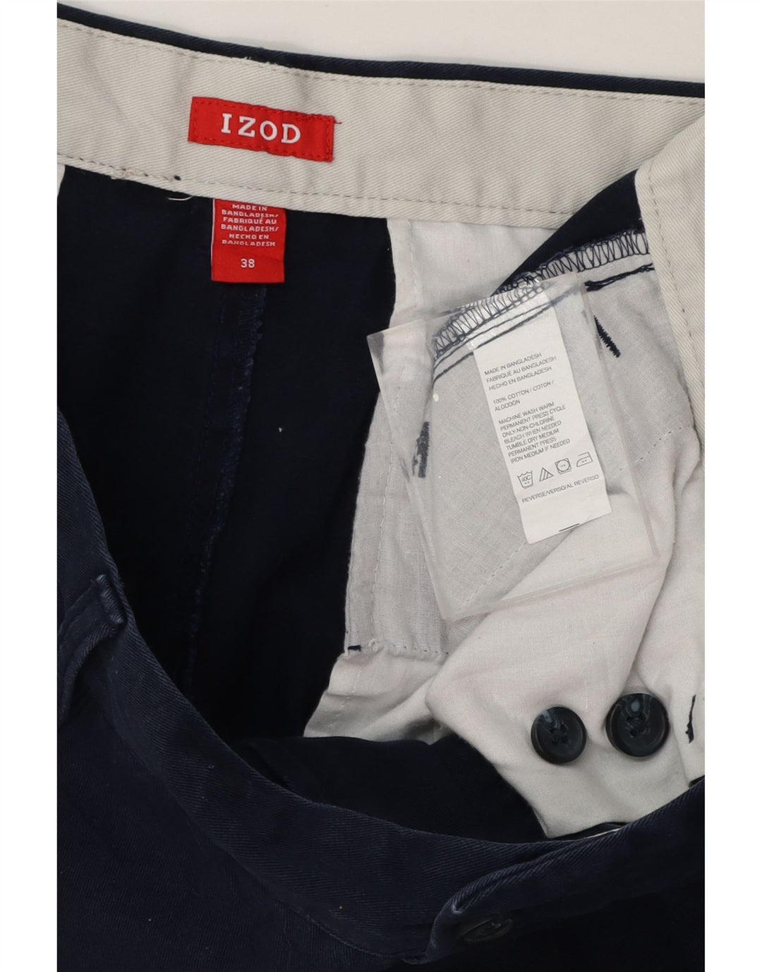 IZOD Mens Chino Shorts W38 XL Navy Blue Cotton Vintage Izod and Second-Hand Izod from Messina Hembry 