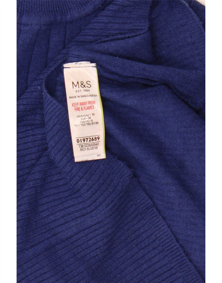Marks & Spencer Dame Turtle Neck Jumper Sweater UK 10 Small Blue Viscose